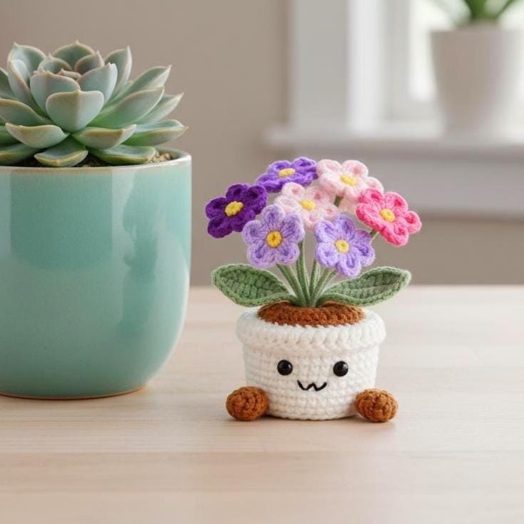 かぎ針編みの鉢植えの花 - Etsy 日本