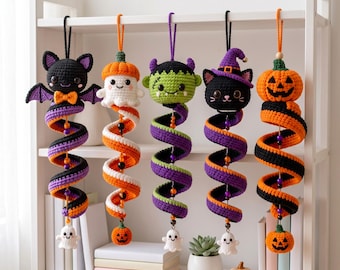 Halloween Ornament Set Crochet PDF Pattern - How to Crochet Cute and Spooky Halloween Decoration - Easy Crochet Halloween Animal Hanging