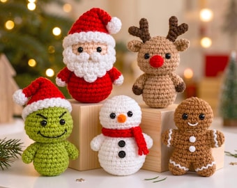 5in1 Mini Christmas Set Crochet PDF Pattern - Easy Crochet Cute Christmas Ornaments - Xmas Tree Decoration Amigurumi - Beginner Friendly
