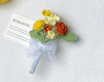 Mini Wedding Bouquet Crochet PDF Pattern - How to Crochet Mini Bouquet for Keychain - Mini Flower Crochet for Bag Charm