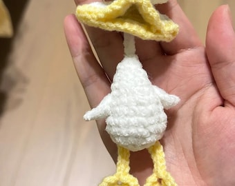 おもしろい小さなアヒルのキーホルダーの編み図、かわいいミニアヒルの