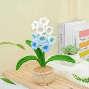 Crochet Lily of The Valley Pot PDF Pattern - Desktop Flower Pot - Amigurumi Lily Flower Decorations - Handmade gift - Crochet Flower Pattern