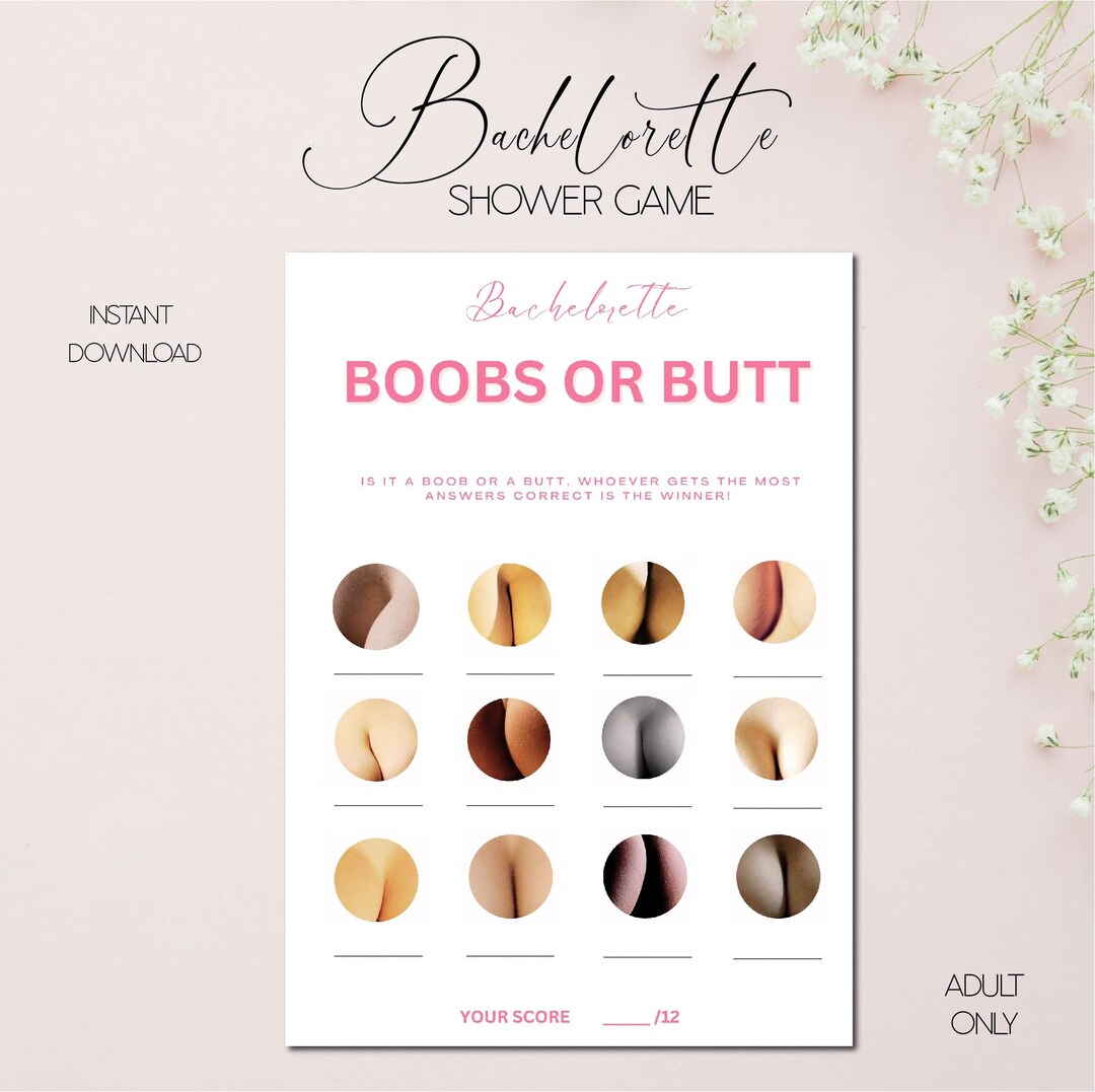 Boobs or Butt Game, Bridal Shower Game, Bachelorette Party Games ...