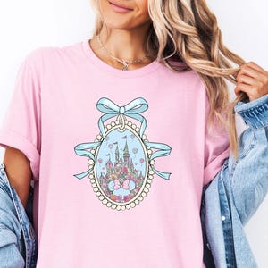 Disney Magical Castle With Blue Coquette Shirt, Magic Kingdom Sweatshirt, Disney Girl Trip, Disneyworld Family Shirts
