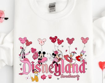 Disneyland Hearts Sweatshirt, Disneyland Valentines Sweater, Mickey And Friends Valentine Sweatshirt, Valentines Day Sweatshirt
