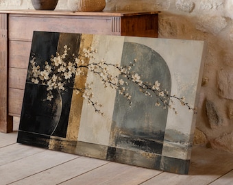 Vase Print | Blossom Branch Wall Art | Floral Vase Decor | Gold Leaf Geometric Print | Bedroom Wall Decor | Gift For Mom Housewarming