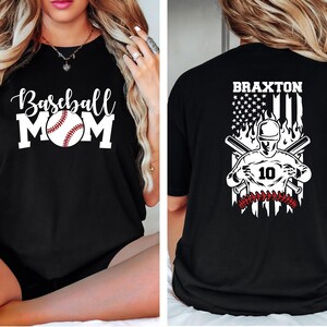 Baseball Mom Shirt With Kids Name & Jersey Number, Cute Baseball Season Mama Sweatshirt, Gift For Baseball Lover Mom Shirt, Mothers Day Gift