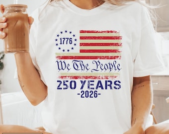 Comfort Colors® 250th Anniversary Shirt, USA Flag Tee, 1776–2026 Independence Day