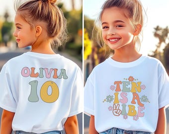 10th Birthday Girl Shirt, Ten Is a Vibe Birthday Tee, Groovy Tenth Birthday Outfit, Retro 10 Year Old Girl Party Shirt, Tween Birthday Gift