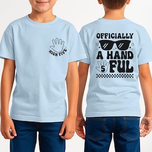 5th Birthday Shirt Boy, Officially a Handful, 5th Birthday, Five Year Old Boy Shirt, Handful Shirt, Boy Birthday Shirt, 5th Birthday Boy