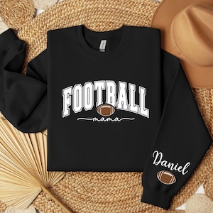 Custom Football Mama Sweatshirt With Kids Names On Sleeve, Personalized Football Mom Sweater, Game Day Sports Mom Hoodie, Cheer Mom Gift