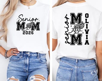 Camiseta para mamá de último año de atletismo 2026, camiseta de graduación para mamá, regalo de la generación 2026, camiseta para mamá orgullosa de último año, camiseta de noche de último año, camiseta personalizada para mamá de último año