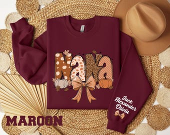 Custom Nana Sweatshirt,Fall Nana Coquette Pumpkin Shirt,Fall Vibes Sweater,Autumn Coquette Hoodie,Coquette Nana Fall Sweatshirt,Pumpkin Nana