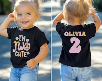Two cute shirt, 2nd birthday shirt, birthday girl shirt, 2nd birthday outfit, toddler birthday shirt, retro groovy birthday girl , two year