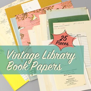 May include: A collection of 25 vintage library book papers. The papers are a mix of colors and textures, including yellow, green, pink, and white. The papers feature text from the White Shield Library, including the library's name, address, and hours of operation. The papers are perfect for scrapbooking, card making, and other craft projects.