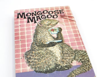 Upcycled Mongoose Magoo Book Cover Journal with Recycled Unlined Variety Paper