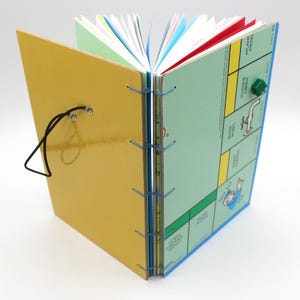 Vintage Monopoly Journal - Upcycled Papers and Elastic Closure
