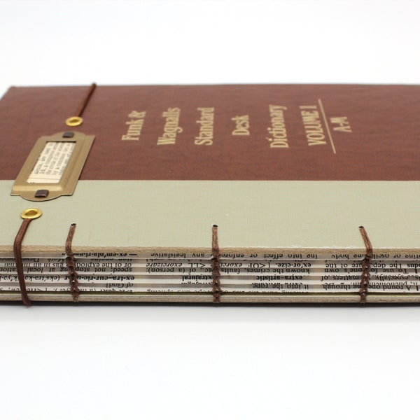 Vintage Dictionary Hardcover Journal - Handmade Sketchbook with Variety of Recycled Papers