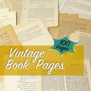 Vintage Book Pages, 100 Pages, Random selection of papers from a variety of vintage books
