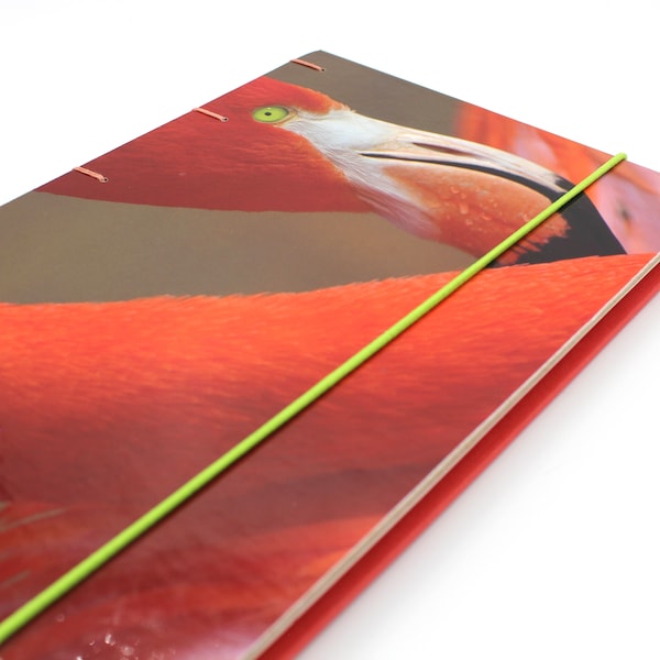 Flamingo Hardcover Journal - Handmade Sketchbook with Variety of Recycled Papers