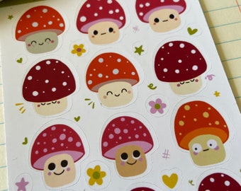 Mushroom Moods Sticker Sheet: Vinyl Stickers