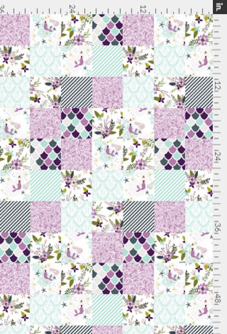 Laguna Mermaid Floral Purple /& Blue Double Sided Minky Blanket or Quilt Nursery Crib Toddler Baby Child Teen Made To Order *