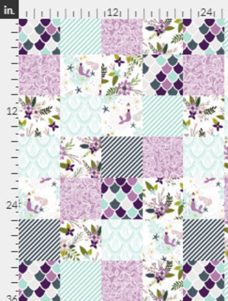 Laguna Mermaid Floral Purple /& Blue Double Sided Minky Blanket or Quilt Nursery Crib Toddler Baby Child Teen Made To Order *