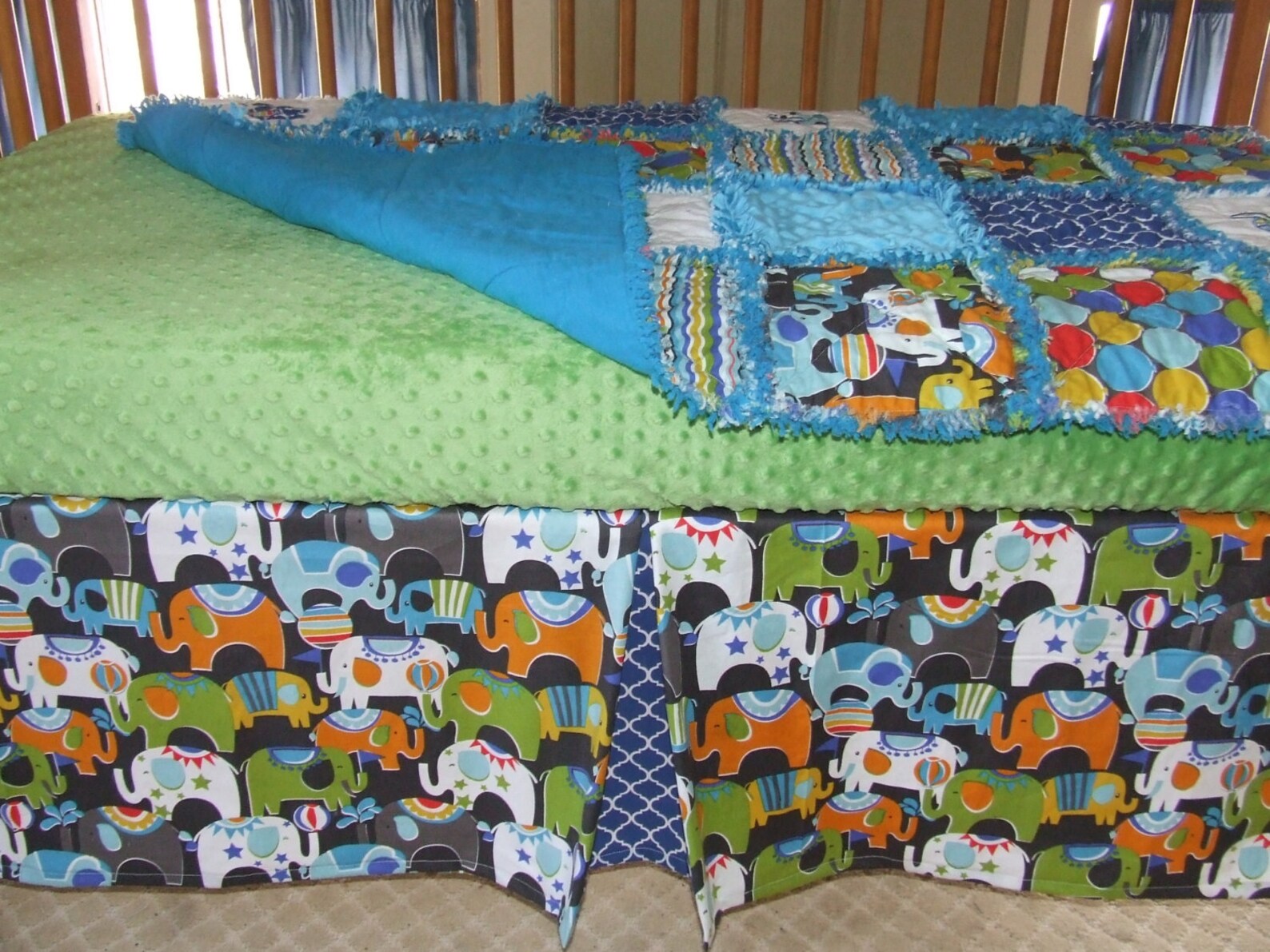 Custom Elephant Baby Crib Toddler 3 Pc Bedding Set W Minky Etsy