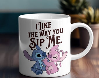 Stitch and Angel Mug 11oz - I Like the Way You Sip Me