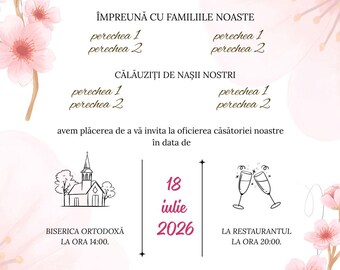 Luxury Wedding Invitation | Cherry Blossom Invitation | Editable Canva Template
