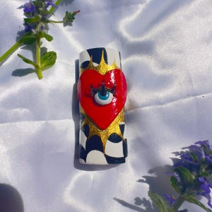 The lovers lighter case | heart lighter case | polymer clay lighter case | clay lighter case | eclectic lighter case | 420|gift for smokers|