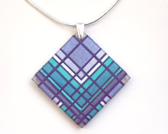 Purple Periwinkle with Teal Turqouise Thread Wrapped Fiber Jewelry with Cobalt Mettalic accents