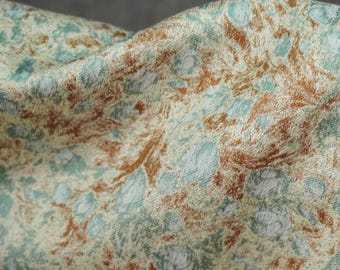 Pastoral Abstract Floral Jacquard Fabric – 140cm Wide Earthy Green & Copper Woven Brocade – Lightweight Fabric for Skirts,Vests, and Pillows