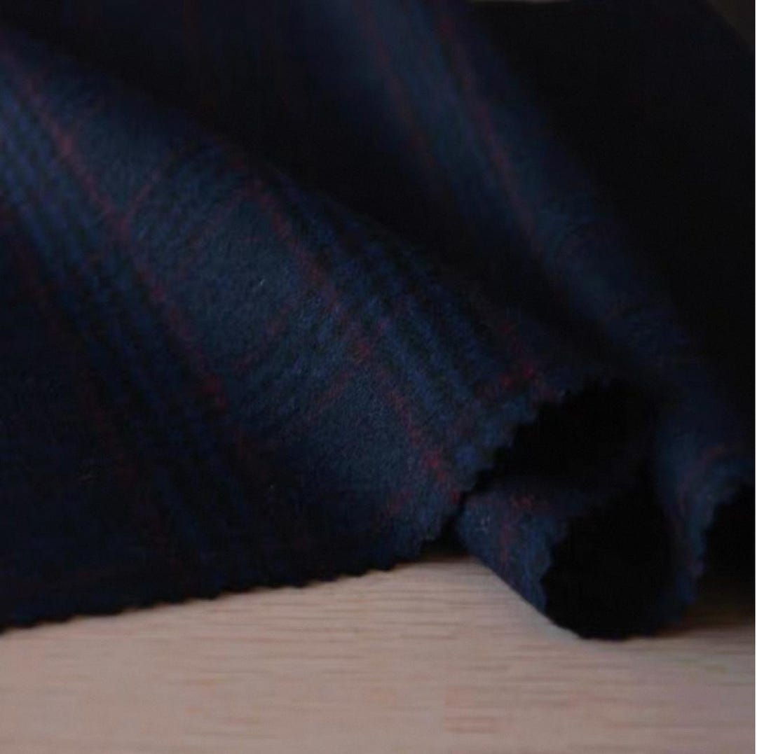 Bespoke Navy Plaid Wool Fabric | Luxury 350g Semi-worsted Tartan for ...