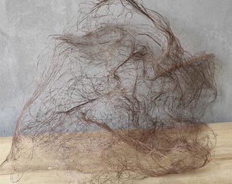 Rustic Open Weave Wood Fiber Mesh | Natural "Bird's Nest" Straw Fabric | Earthy Brown Texture Material for Art, Crafts & Floral Design