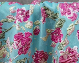 Heavyweight Floral Jacquard Fabric - 143cm Wide - Yarn-Dyed 3D Rose Pattern for Dresses, Vests, and Luxury Bags