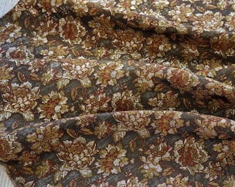 European Vintage Floral Gold Silk Jacquard Fabric – Embossed Metallic Brocade for Retro Gowns, Vests, and Luxury Upholstery