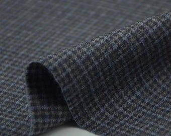 Vintage Blue & Camel Micro-Check Wool Fabric, 50% Wool Worsted Blend for Autumn Suits, Trousers,and Vests, Classic Houndstooth Style Apparel