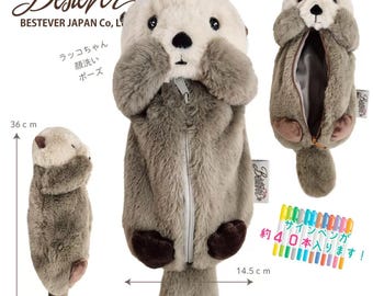 Japan bestever sea otter wild animal plush pencil case