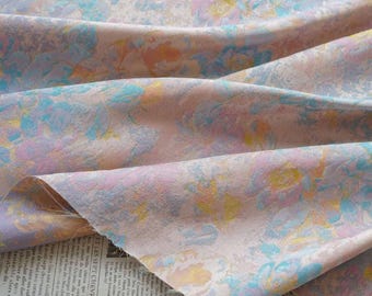 Vintage Oil Painting Floral Jacquard Fabric by the Yard, Pastel Peony Brocade for Romantic Dresses, Hanfu, Qipao, Home Decor, 62" Wide