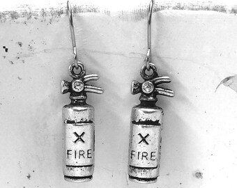 Fire Extinguisher Earrings, Fire Extinguisher charm, Firefighter Charm, Fire Extinguisher Jewelry, Firefighter Wife Earrings, Hypoallergenic