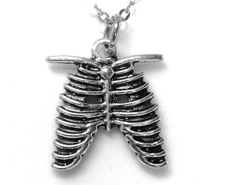 Ribcage Necklace, Ribcage Pendant, Anatomical Rib Cage Charm, Skeleton Charm, Anatomy Charm, Science student gift, science teacher gift