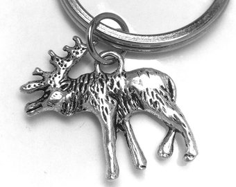 Moose Keychain, Bull Moose Keyring, Moose Jewelry, Wild life Keychain, Animal Charm Gift, Moose Lovers Gift, Animal lovers Gift, Moose Charm