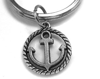 Anchor Keychain, Anchor Keyring, Anchor Charm, Anchor Rope Jewelry, Nautical Gift, Nautical Jewelry, Nautical Keychain, boat anchor charm