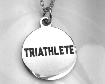 Triathlete Necklace, Triathlete Charm, Triathlete Pendant, Triathlete Jewelry, Marathon Necklace, Marathon Runner Charm Gift, Athlete Gift