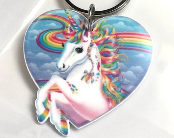 Unicorn Keychain, Rainbow Kawaii Unicorn, Kawaii Unicorn Keyring, mythical Unicorn gift, Unicorn Charm, Unicorn Gift, lucky unicorn charm