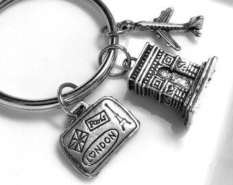 Suitcase keychain, Arc de Triomphe Keychain, Airplane Keychain, Paris Gift, Paris Keyring, Traveller Gift, France Gift, World Traveler Gift