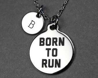 Born to Run necklace, Runner Quote Necklace, running necklace, marathon jewelry, runner necklace, fitness jewelry, hand stamped jewelry