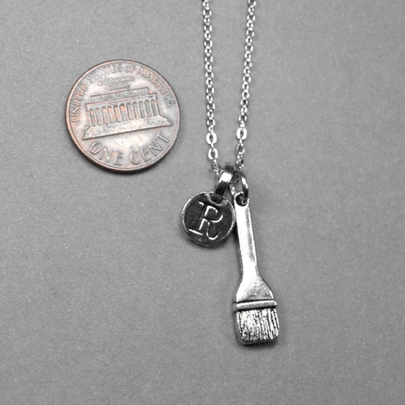 Paint Brush Charm Necklace Silver Plated Pewter Charm Silver Etsy