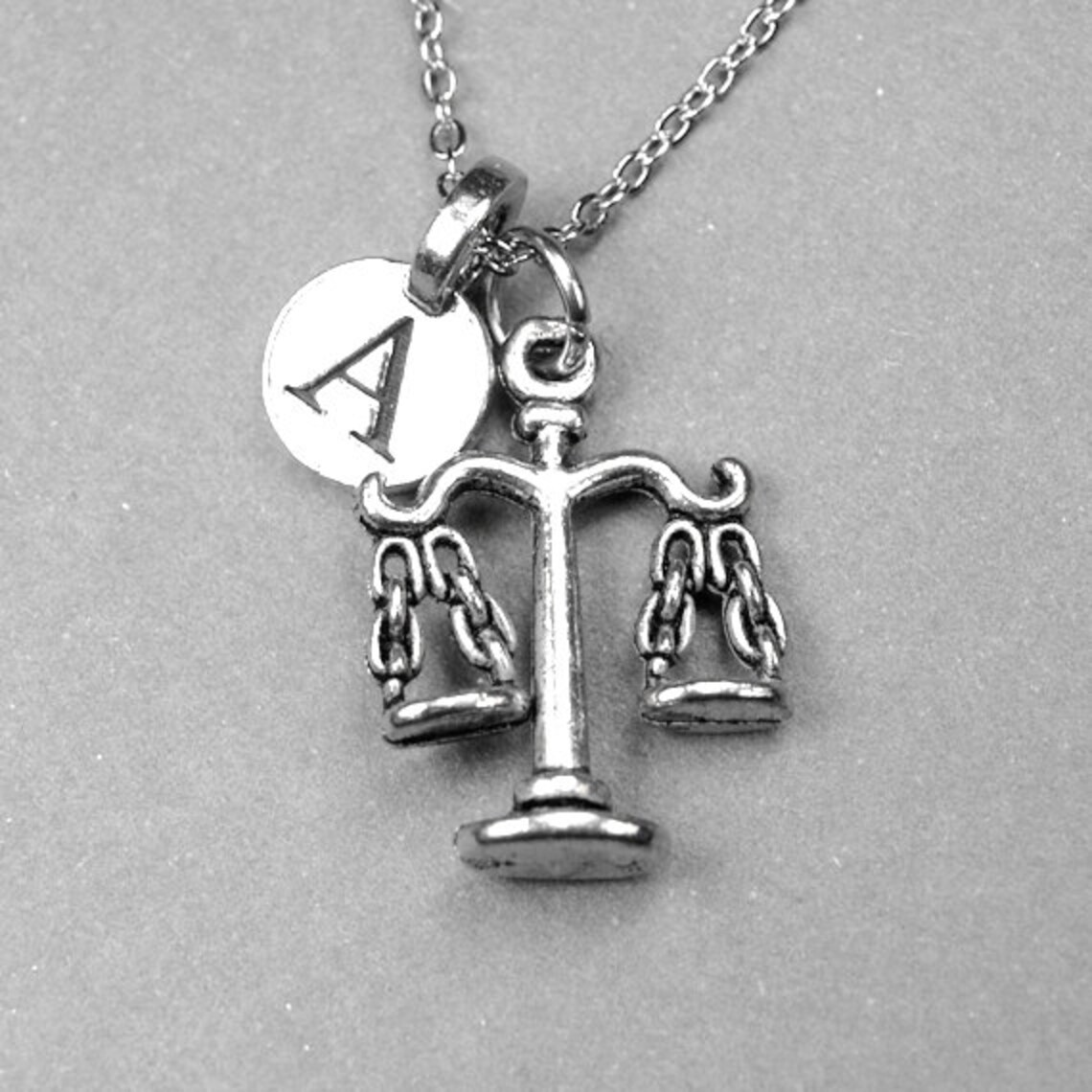Libra Scale Necklace Scales of Justice Charm Antiqued Silver Etsy